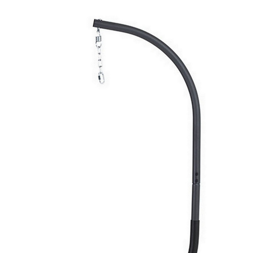 76 Inch Outdoor Swinging Chair Stand, Bold Black Steel, 4 Legged Base