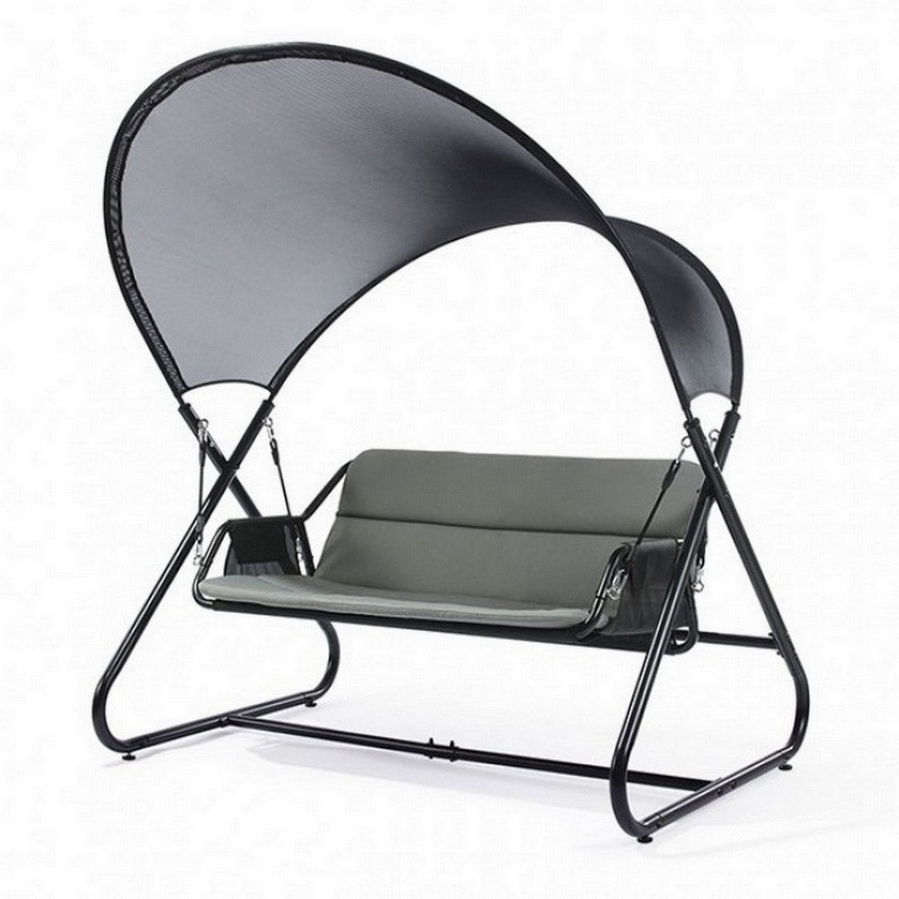 66 Inch Outdoor Swing Chair, Double Hanging, Sturdy Steel Frame, Black