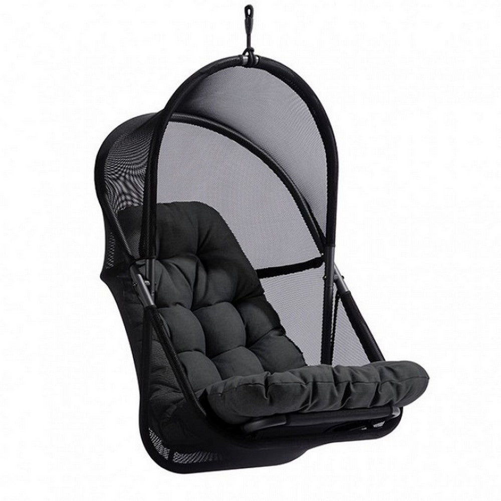 28 Inch Swing Chair, Breathable Mesh Shade, Sturdy Steel Frame, Black