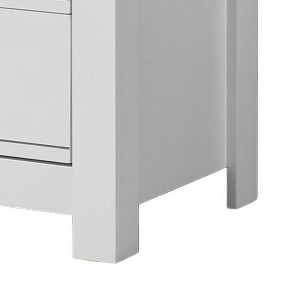 Jermy 47 Inch Tall Dresser, 5 Drawers, Black Handles, Crisp White Finish