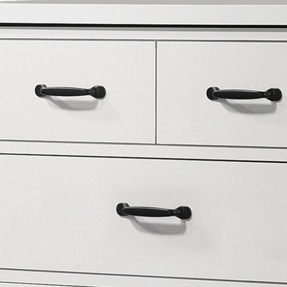 Jermy 47 Inch Tall Dresser, 5 Drawers, Black Handles, Crisp White Finish
