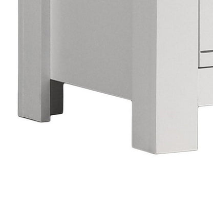 Jermy 22 Inch Nightstand, 2 Drawers, Black Handles, Crisp White Finish