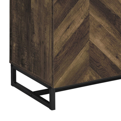 63 Inch Wine Cabinet with Double Doors, 2 Adjustable Shelves, Rich Brown