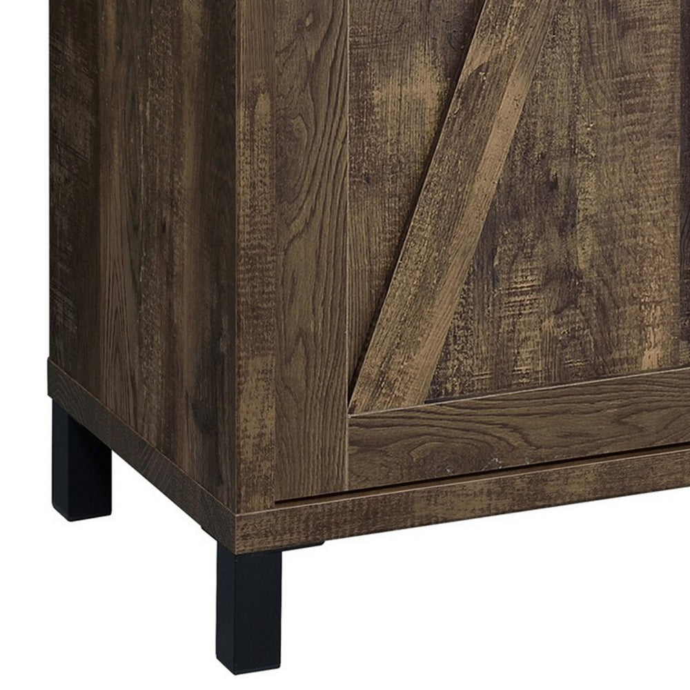 42 Inch Bar Cabinet with Single Sliding Door, Two Open Shelves, Black