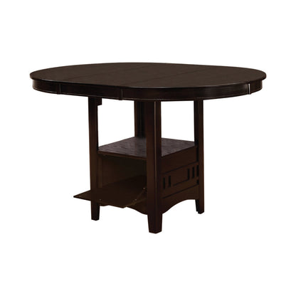 60 Inch Counter Height Table with Storage, Open Shelf, 6 Seater, Brown