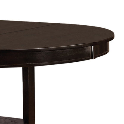 60 Inch Counter Height Table with Storage, Open Shelf, 6 Seater, Brown