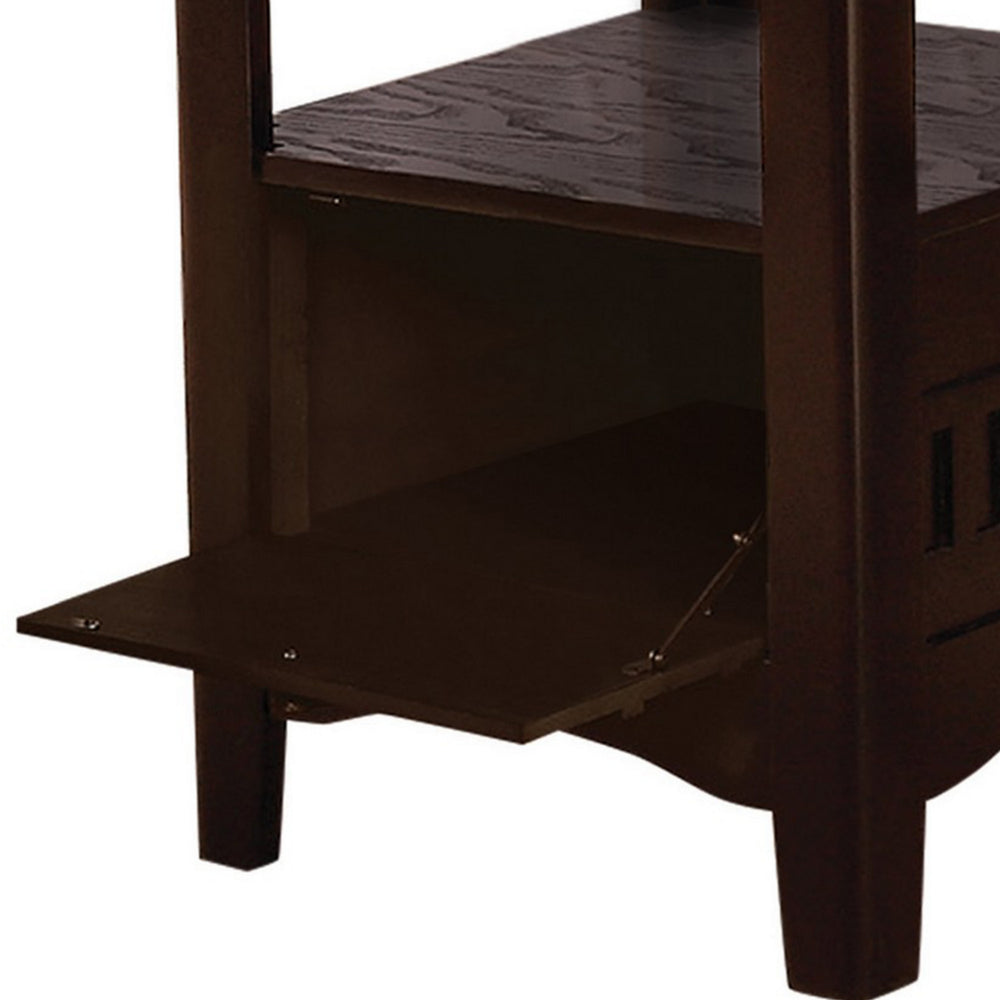 60 Inch Counter Height Table with Storage, Open Shelf, 6 Seater, Brown