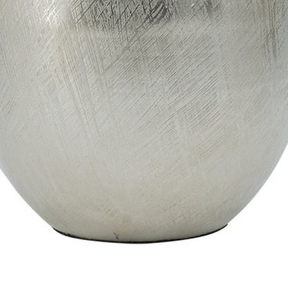 Pansy 14 Inch Modern Vase, Metal, Tall Curved Shape, Bottleneck, Silver