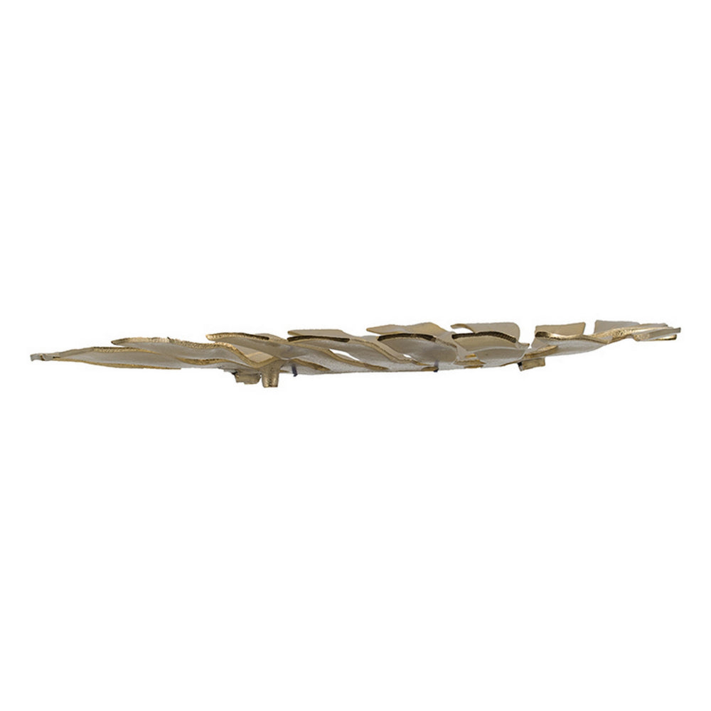 Linzo 25 Inch Metal Wall Hanging Decor, Monstera Leaf, Bright Gold Finish