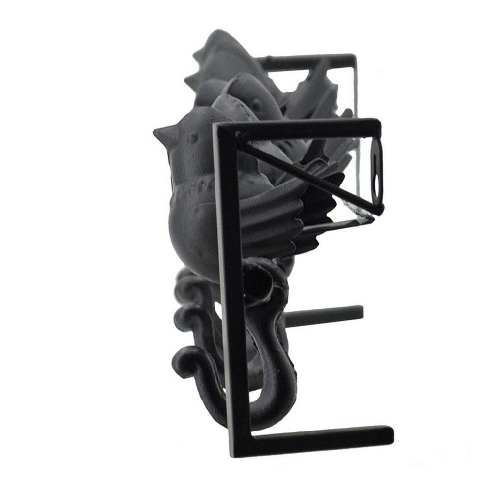 38 Inch Wall Hooks, Perched Birds, 8 Coat Hooks, Black Iron, Vintage Style
