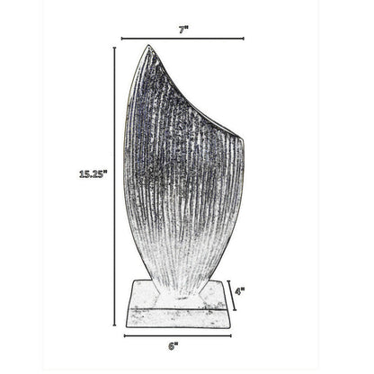 15 Inch Decorative Vase, Aluminum, Vertical Ribbing, Gold and Jet Black