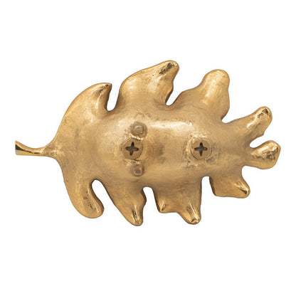 19 Inch Decorative Plate Tray, Oak Leaf Design, Gold Finished Aluminum