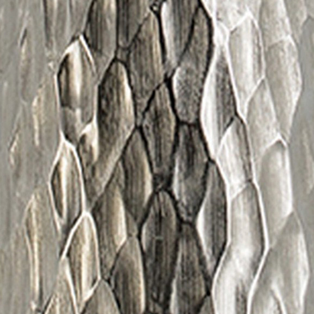 23 Inch Tall Oblong Vase, Diamond Textured, Tapered, Aluminum, Silver