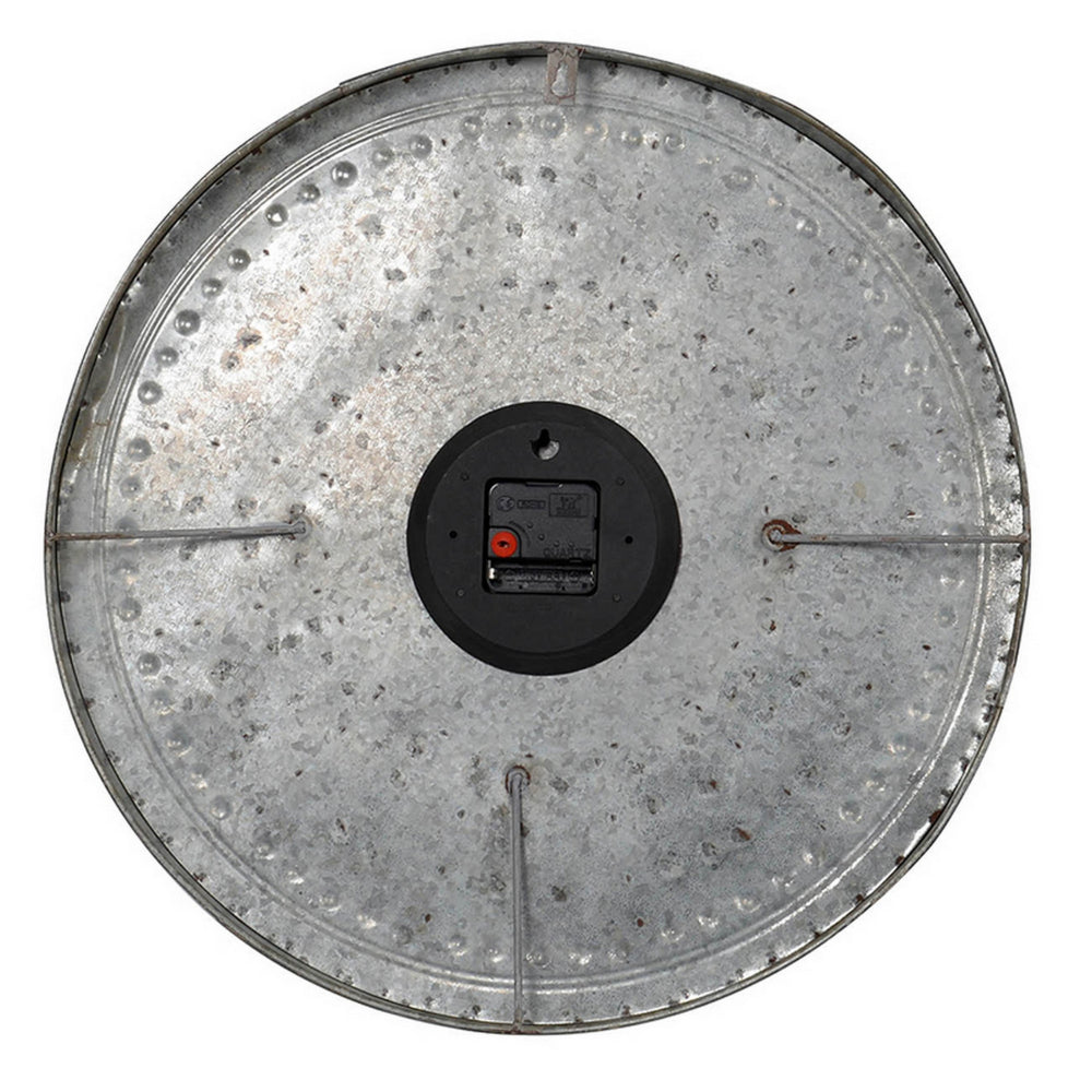 20 Inch Classic Round Wall Clock, Metal, Roman Numerals, Vintage Gray