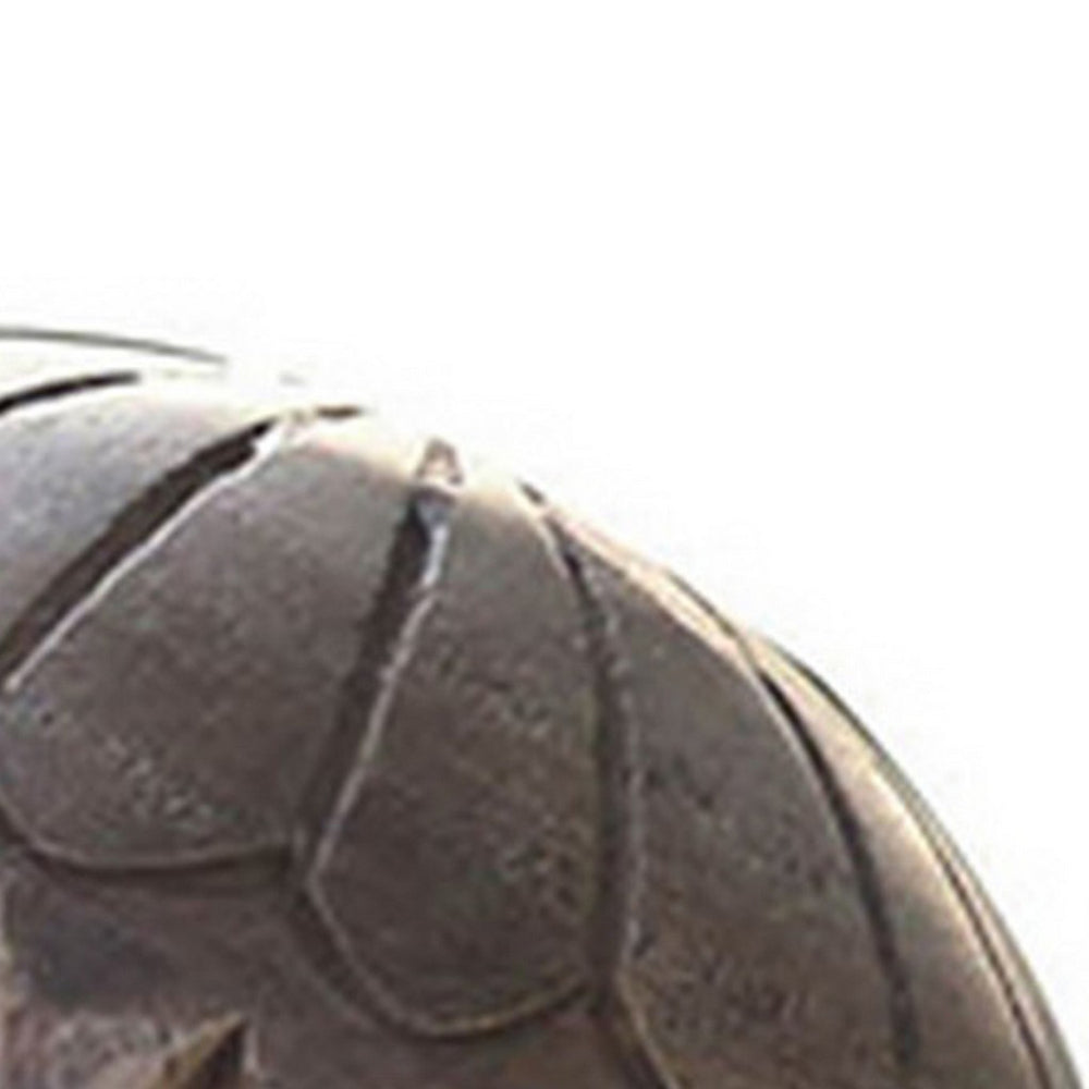 5 Inch Decorative Spheres, Set of 3 Balls, Carved Texture Mango Wood, Brown