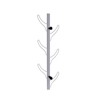 34 Inch Wall Mounted Coat and Hat Rack with 8 Hooks, Silver Metal Frame