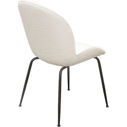21 Inch Dining Chairs, Set of 2, Black Metal Legs, Ivory Boucle Upholstery