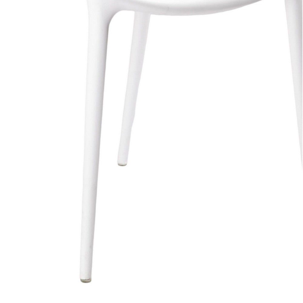 Yuva 22 Inch Armchair, Set of 4, Intricate Curved Seat, White Polypropylene