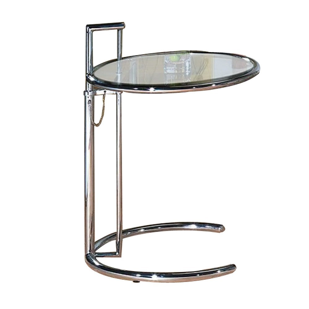 25-35 Inch Adjustable Height Glass Side End Table, Cantilever Base, Clear
