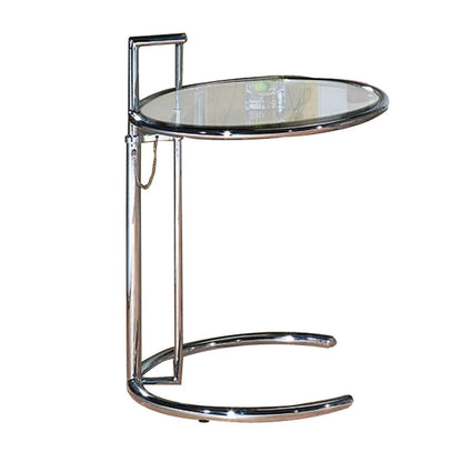 25-35 Inch Adjustable Height Glass Side End Table, Cantilever Base, Clear