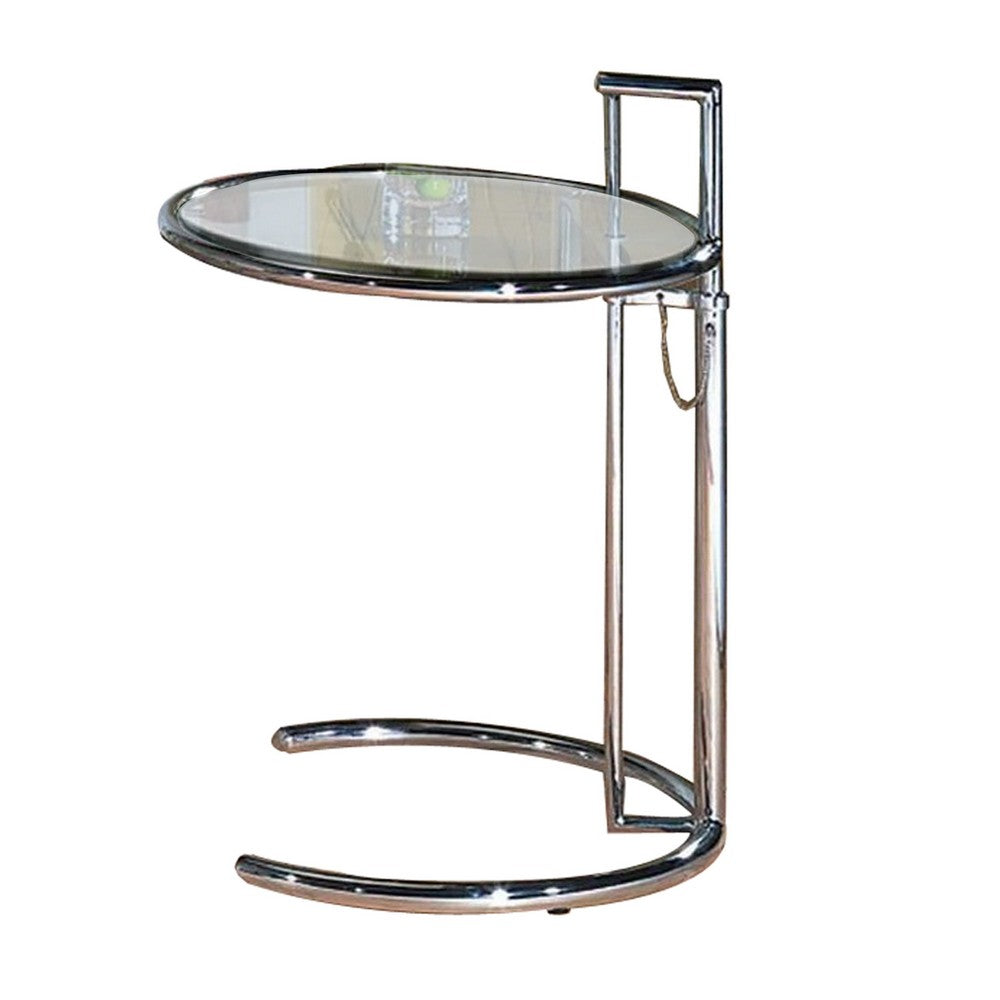 25-35 Inch Adjustable Height Glass Side End Table, Cantilever Base, Clear