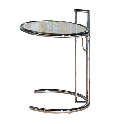 25-35 Inch Adjustable Height Glass Side End Table, Cantilever Base, Clear