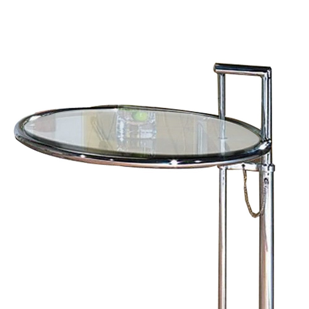 25-35 Inch Adjustable Height Glass Side End Table, Cantilever Base, Clear