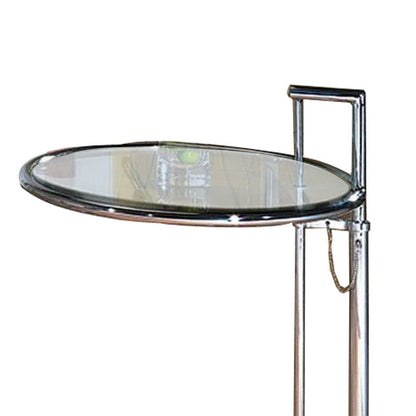 25-35 Inch Adjustable Height Glass Side End Table, Cantilever Base, Clear