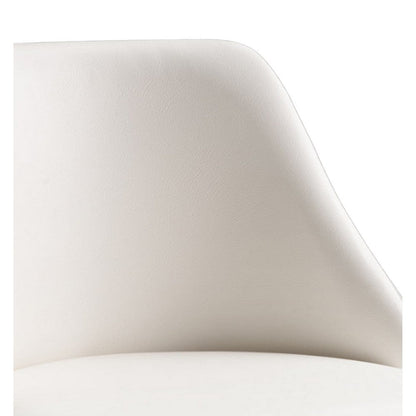 Yim 22 Inch Adjustable Swivel Office Chair, White Faux Leather, Chrome Base