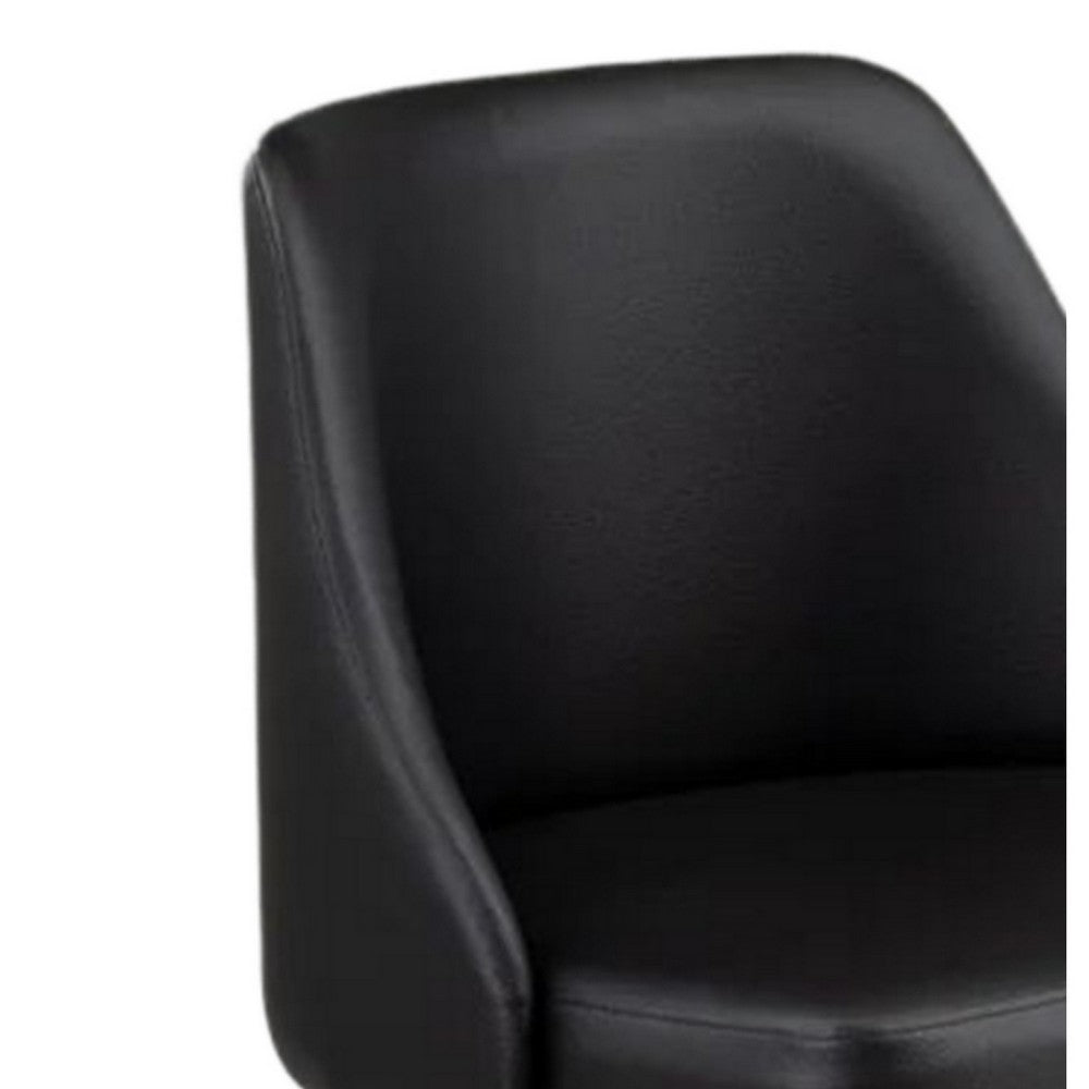 Yim 22 Inch Adjustable Swivel Office Chair, Black Faux Leather, Chrome Base