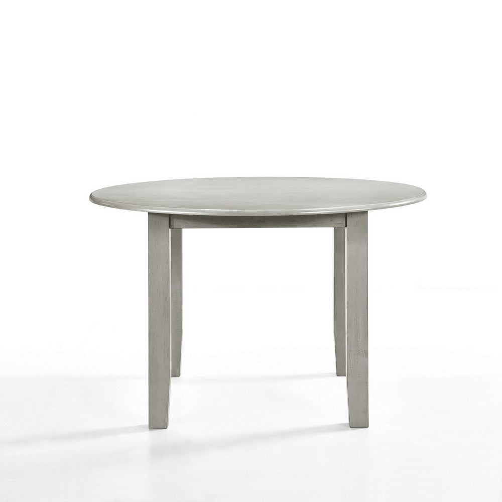 Pane 47 Inch Rounded Wood Dining Table, Smooth Gray Finish, Tall Block Legs