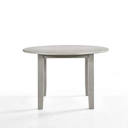 Pane 47 Inch Rounded Wood Dining Table, Smooth Gray Finish, Tall Block Legs