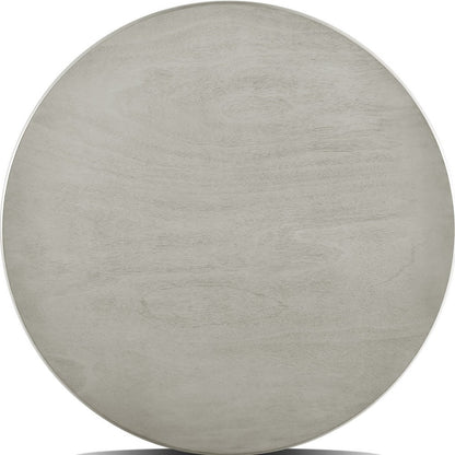 Pane 47 Inch Rounded Wood Dining Table, Smooth Gray Finish, Tall Block Legs