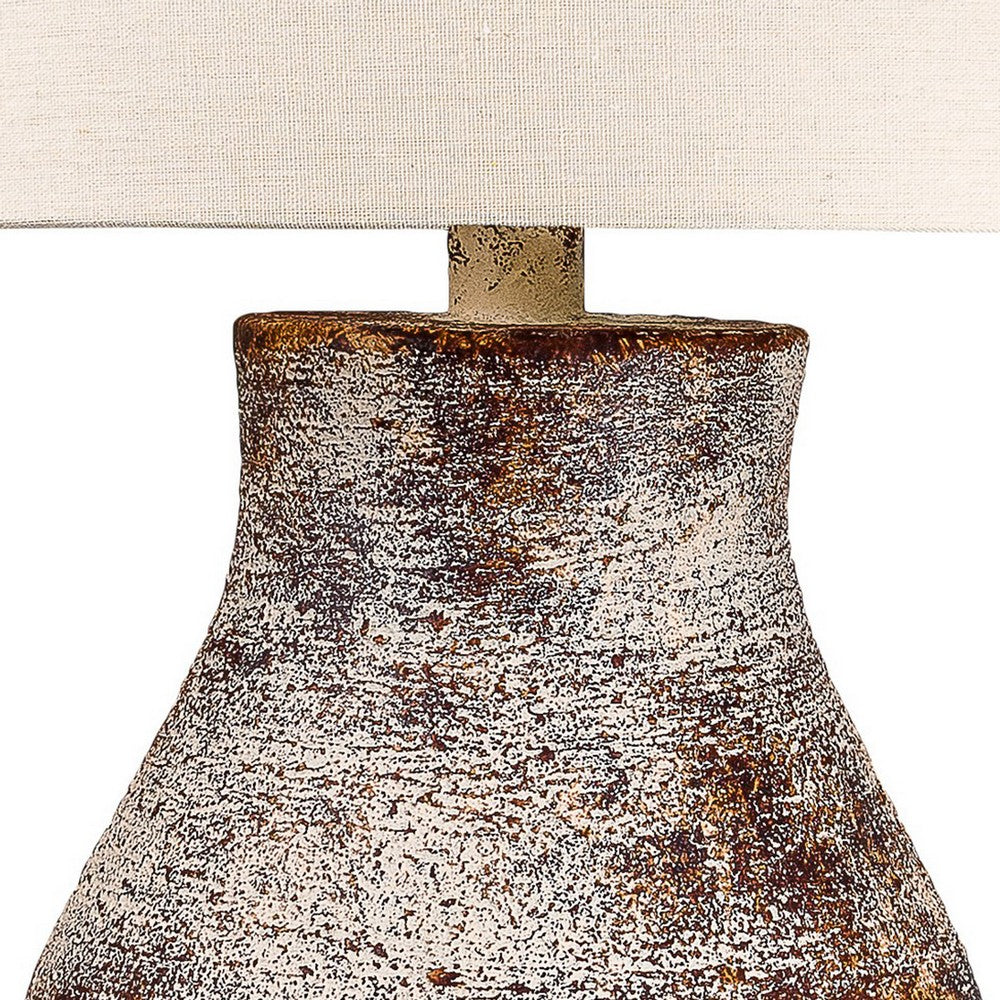 Gov 27 Inch Table Lamp, Beige Drum Shade, Vase Shaped Body, Painted Surface