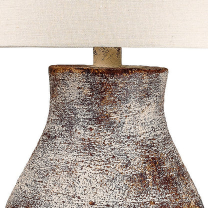 Gov 27 Inch Table Lamp, Beige Drum Shade, Vase Shaped Body, Painted Surface