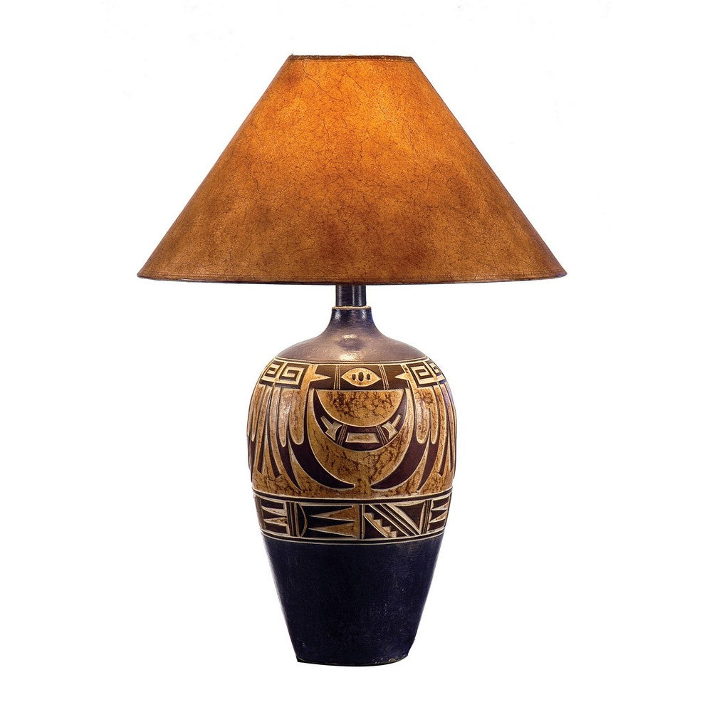 Iva 29 Inch Table Lamp, Hydrocal, Curved Round Base, Rich Espresso Brown