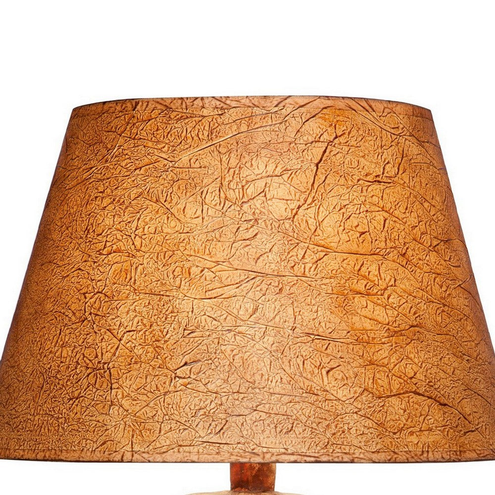 Riza 29 Inch Urn Table Lamp, Carved Trellis Cut, Rich Oak Brown Hydrocal