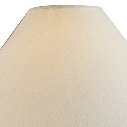 Tia 29 Inch Table Lamp, Conical Shade, Urn Shape, Damask Pattern, Beige