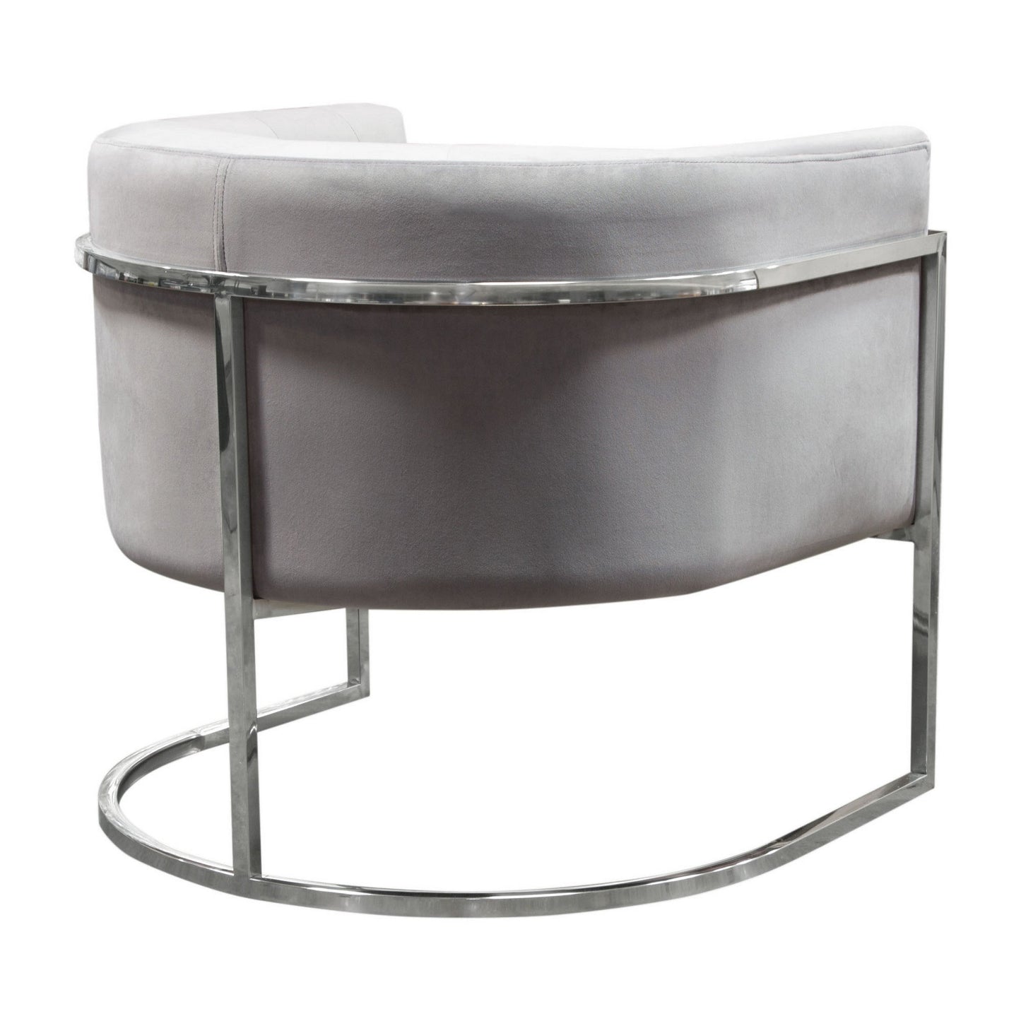Kel 31 Inch Cantilever Accent Chair, Gray Velvet, Silver Stainless Steel