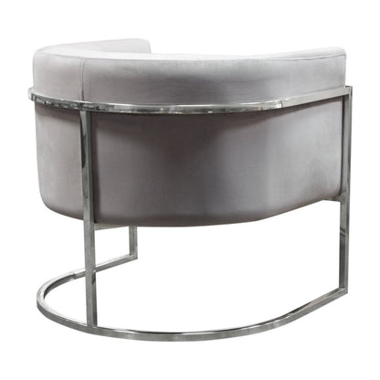 Kel 31 Inch Cantilever Accent Chair, Gray Velvet, Silver Stainless Steel