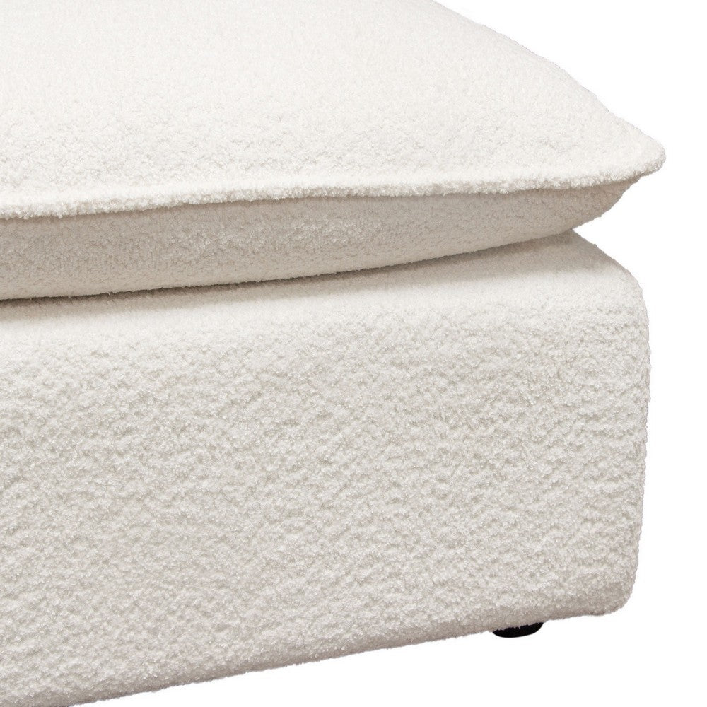 Agg 37 Inch Plush Ottoman, Feather Down Seat, White Faux Sheepskin