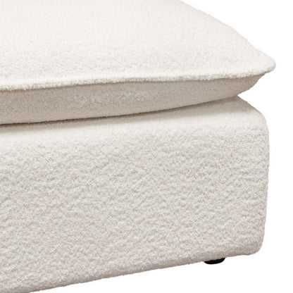 Agg 37 Inch Plush Ottoman, Feather Down Seat, White Faux Sheepskin