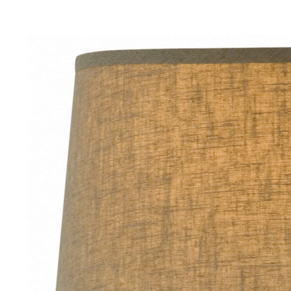 33 Inch Hydrocal Table Lamp, Brown Drum Shade, Textured Urn Shaped Base