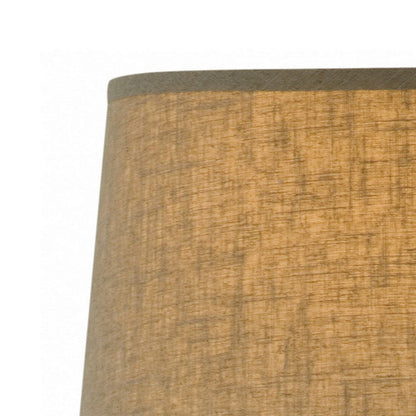 33 Inch Hydrocal Table Lamp, Brown Drum Shade, Textured Urn Shaped Base