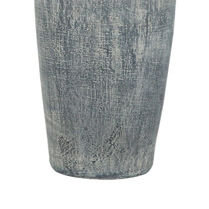 Leni 31 Inch Hydrocal Table Lamp, Drum Shade, Blue Gray Tall Urn Base