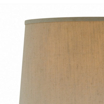 Leni 31 Inch Hydrocal Table Lamp, Drum Shade, Stone White Urn Shaped Base