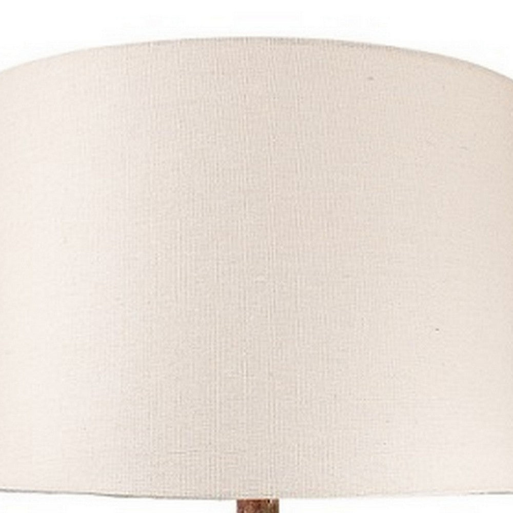 Alin 29 Inch Hydrocal Table Lamp, Drum Shade, Urn Shaped Base, Pink, Brown