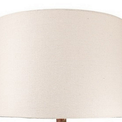 Alin 29 Inch Hydrocal Table Lamp, Drum Shade, Urn Shaped Base, Pink, Brown