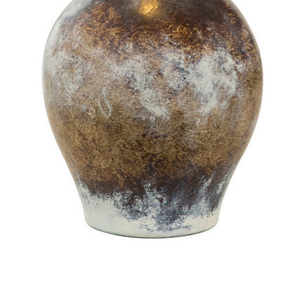 Aine 29 Inch Hydrocal Table Lamp, Drum Shade, Urn Shaped Base, Multicolor