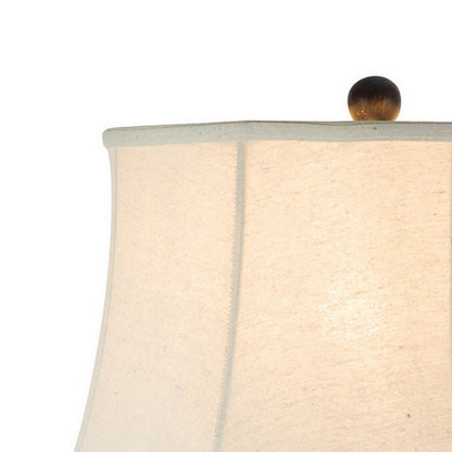 Slek 32 Inch Hydrocal Table Lamp, Empire Shade, Pillar Base, Taupe Frost